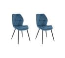 Lot De 2 Chaises De Salle A Manger Jamie Bleu En Velours 48 x 47 x 84 Cm