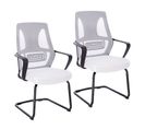 Lot De 2 Chaises Visiteurs En Polyester Blanc 60 x 53 x 100 Cm