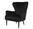 Fauteuil à Oreilles Arthur Noir En Velours (76 X 78 X 89 Cm)