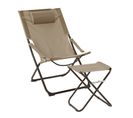 Chaise De Jardin Tomra Avec Tabouret Assorti Taupe En Acier (38 X 37,5 X 44cm) (38 X 37,5 X 44cm)