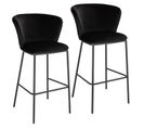 Lot De 2 Tabourets De Bar Kate Noir En Velours 54 x 44 x 102 Cm