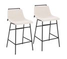 Lot De 2 Tabourets Camille Blanc En Tissu 50 x 44 x 91 Cm