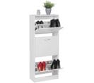 Étagère À Chaussures Bois 50x125x24cm Blanc Armoire Chaussures 18 Paires