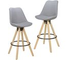 Ensemble De 2 Tabourets De Bar Bois Rétro Tissu Design Avec Tabourets Arrière