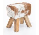 Tabouret Petit 30x47x40 Cm Bois Massif Ottoman Rembourré Rétro Séjour