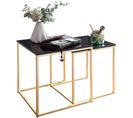 Table Gigogne Lot De 2 Bois / Métal Table Basse Table D'appoint Design