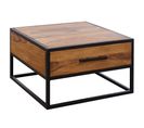 Table Basse Bois Massif Métal 65x38x65 Cm Table D'appoint Table De Salon