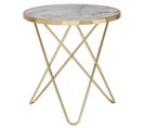 Design Table Basse Optique Marbre Blanc Table De Salon Or Ø55cm Ronde