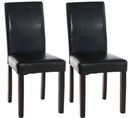 Lot De 2 Chaises De Salle À Manger Ina Similicuir Avec Pieds En Bois Noir /marron Foncé