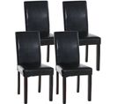 Lot De 4 Chaises De Salle À Manger Ina Similicuir Avec Pieds En Bois Noir /marron Foncé