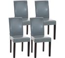 Lot De 4 Chaises De Salle À Manger Ina Similicuir Avec Pieds En Bois Gris/marron Foncé