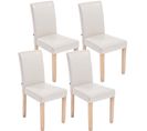 Lot De 4 Chaises De Salle À Manger Ina Similicuir Avec Pieds En Bois Crème/nature