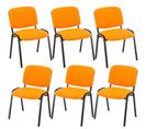 Lot De 6 Chaises Visiteur Empilables Ken En Tissu Orange