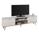 Meuble TV Scandinave Göteborg - Blanc - 2 Portes - L 160 X P 40 X H 50 Cm