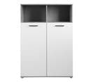 Buffet haut 2 portes/ 2 niches TOLEDO imitaton béton/ blanc