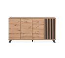 Buffet 3 Portes Et 4 Tiroirs Effet Bois - L160 X H85 Cm