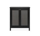 Buffet Noir 2 Portes Effet Bois Avec Cannage Métal - L80 X H90 Cm