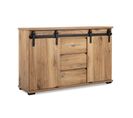 Buffet 2 Portes Coulissantes 3 Tiroirs 140 Cm Manzano - Naturel Fonce