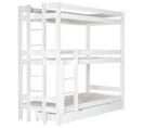 Lit Superposé Triple 90x200 En Bois Blanc