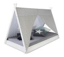 Lit Enfant Tipi Avec Matelas Lit Tente 90x200 Lit Ado Toile Gris Blanc Étoiles