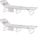 Longues Bains De Soleil Transats De Jardin Pliant Chaises De Camping Inclinables, Beige, Ogs35-mix2