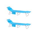 Longues Bains De Soleil Transats De Jardin Pliant Chaises De Camping Inclinables, Bleu, Ogs35-bx2