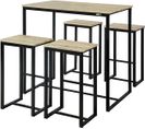 Set De 1 Table + 4 Tabourets Ensemble Table De Bar+4 Tabourets De Bar Avec Repose-pieds, Ogt15-n