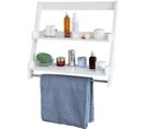 Etagère Murale Porte-serviettes Salle De Bain Toilettes Avec 2 Tablettes Et 1 Barre, Frg117-w