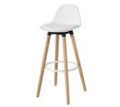 Tabouret De Bar Avec Repose-pieds Et Dossier En Hêtre Blanc - Hauteur D'assise 71 Cm, Fst70-w