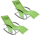 Lot De 2 Bain De Soleil Chaise Longue Fauteuil À Bascule Avec Appui-tête Et Pochette, Ogs28-grx2