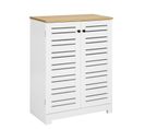 Meuble Bas Placard De Rangement Armoire Meuble De Salle De Bain Avec 2 Portes Persiennes, BZr41-w