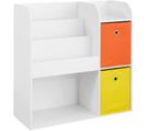 Étagère De Rangement Pour Livres Et Jouets Enfant Bibliothèque Avec 2 Paniers, Kmb37-w