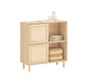 Buffet Avec 2 Portes Coulissantes Commode Meuble De Cuisine Meuble De Couloir, Naturel, Fsb87-n