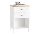 Table De Chevet Avec 2 Tiroirs, Table De Nuit, Bout De Canapé, Table D'appoint, Blanc, Fbt126-wn