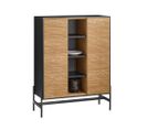 Buffet Commode Armoire Latérale, 2 Portes, 4 Compartiments, Noir Naturel, Hfsb04-sch