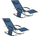 Lot De 2 Bain De Soleil Chaise Longue Appui-tête Et Pochette Latérale Et Repose-pieds, Ogs28-nbx2