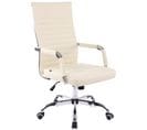 Chaise De Bureau Amadora Avec Hauteur Réglable Et Pied En Métal Crème/similicuir