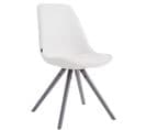 Chaise Visiteur Laval Similicuir Pieds Ronds Blanc /gris