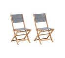 Lot De 2 Chaises De Jardin Pliantes En Bois Et Tissu Gris Foncé Cesana