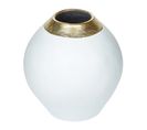 Terre Cuite Vase Décoratif 33 Cm Blanc Doré Lauri