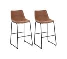 Tabouret De Bar Set De 2 Tissu Marron Doré Franks