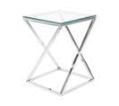 Table Appoint Argenté Avec Plateau En Verre Beverly