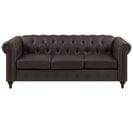 Canapé 3 Places En Cuir Pu Marron Chesterfield