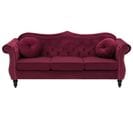 Canapé Chesterfield 3 Places En Velours Rouge Skien