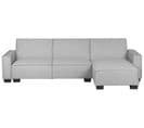 Canapé Angle Gauche 3 Places Convertible En Tissu Gris Clair Romedal