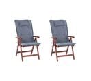 Lot De 2 Chaises De Jardin Avec Coussins Bleus Toscana