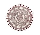 Tapis Rond 120 Cm à Franges Blanc Crème Et Rouge Oltu