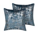 Lot De 2 Coussins Velours Bleu Gardenia 45 X 45 Cm