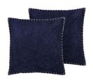 Lot De 2 Coussins Gaufré Bleu Foncé Melur 45 X 45 Cm