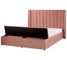 Lit Double En Velours Rose Avec Banc Coffre 160 X 200 Cm Noyers